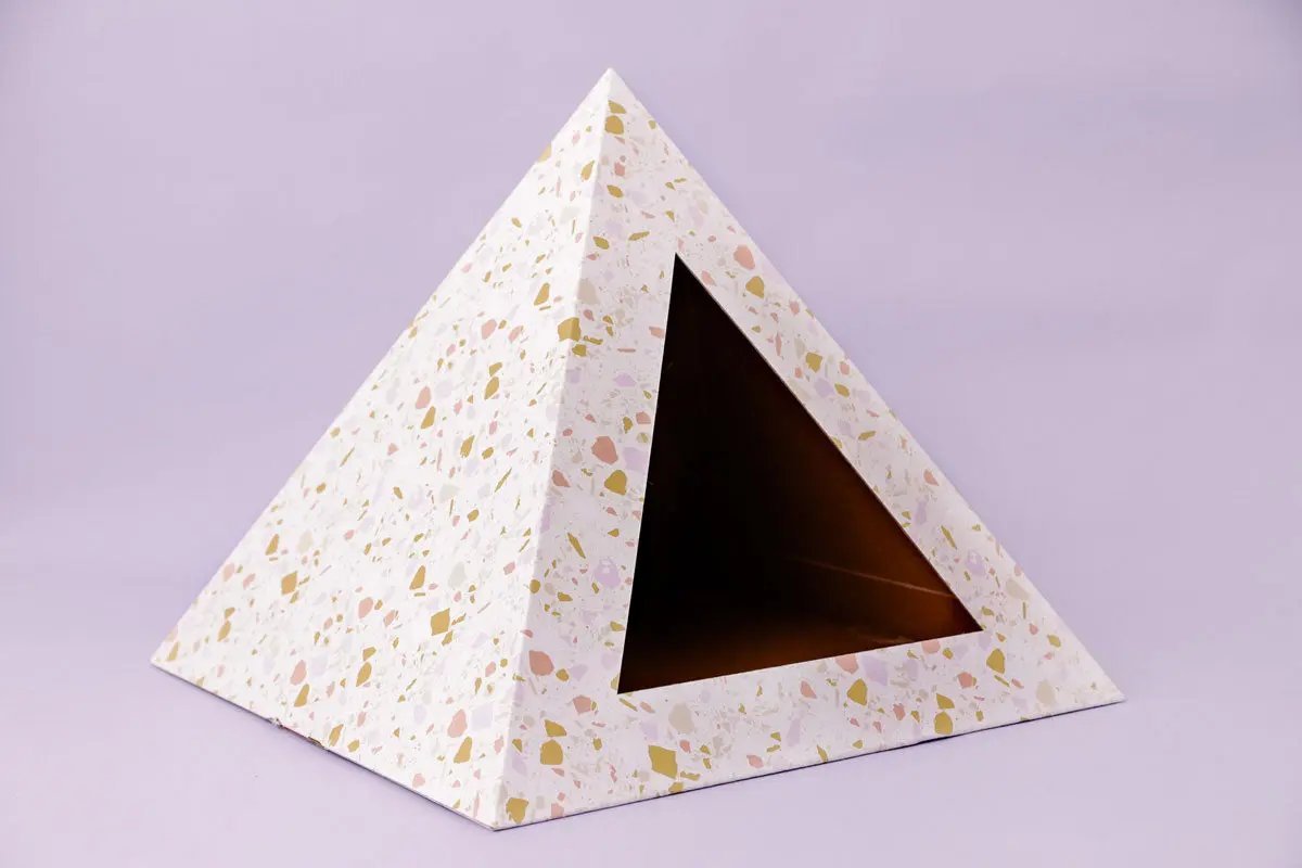Terrazzo Cardboard Cat Pyramid - FloofChonk