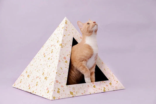 Terrazzo Cardboard Cat Pyramid - FloofChonk