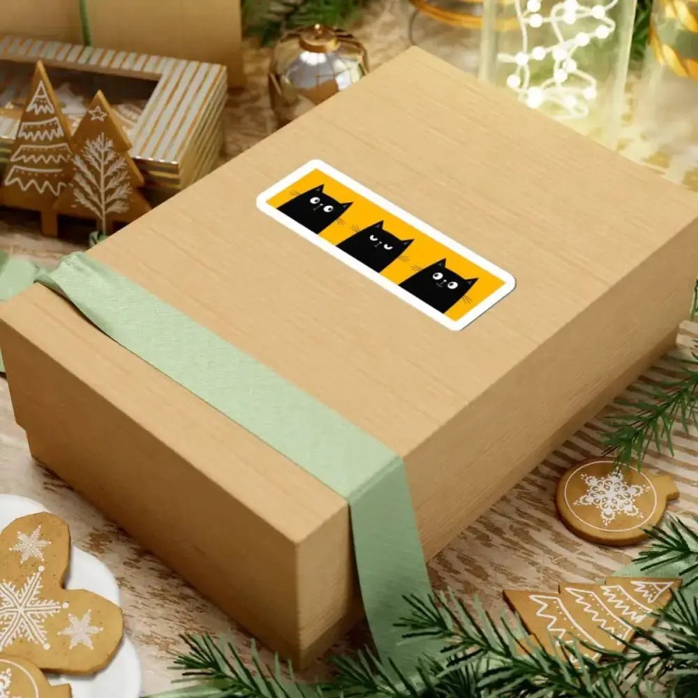 Three Black Cat Kiss - Cut Stickers - FloofChonk