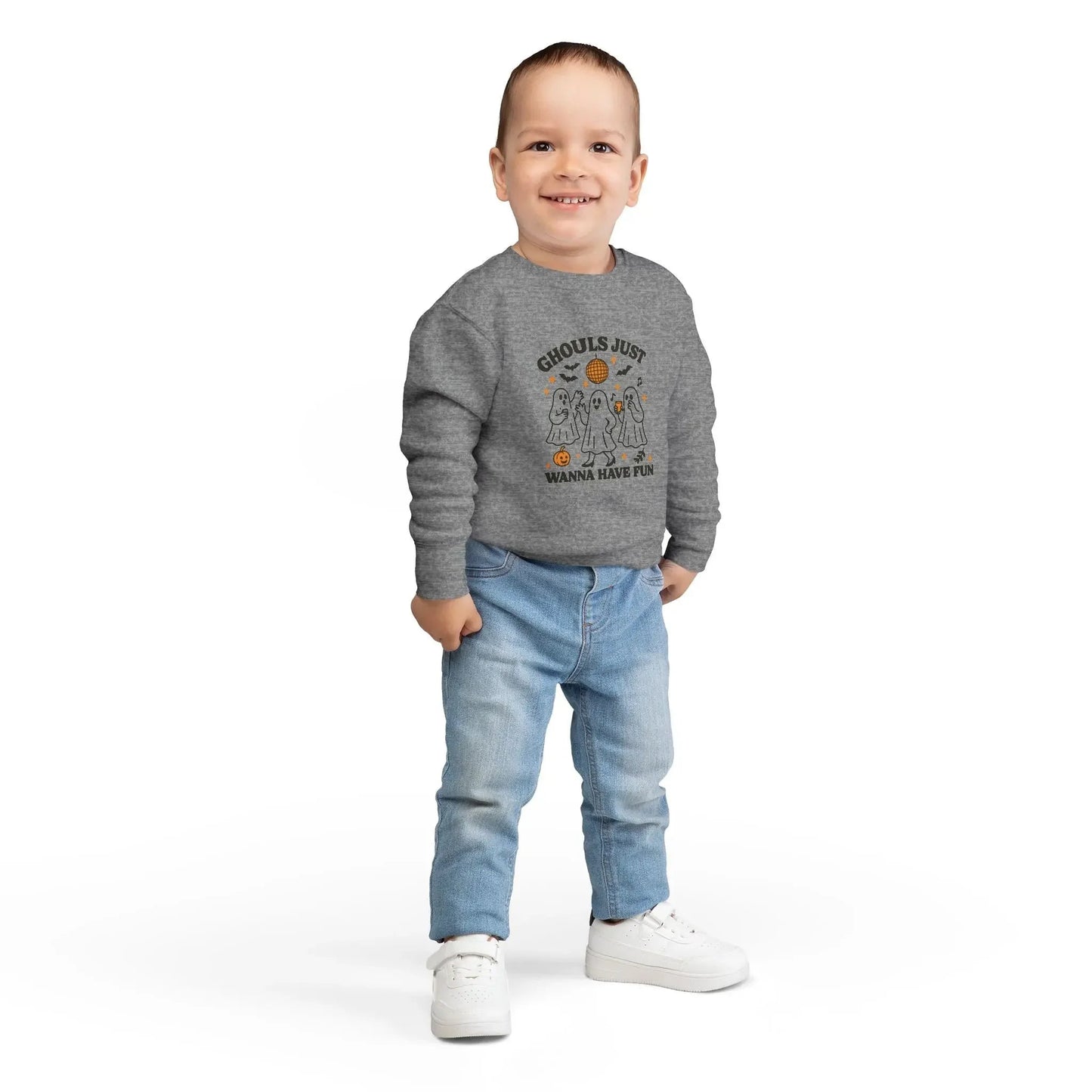 Toddler Ghostly Fun Sweatshirt - Cute Childrens Halloween Apparel - FloofChonk