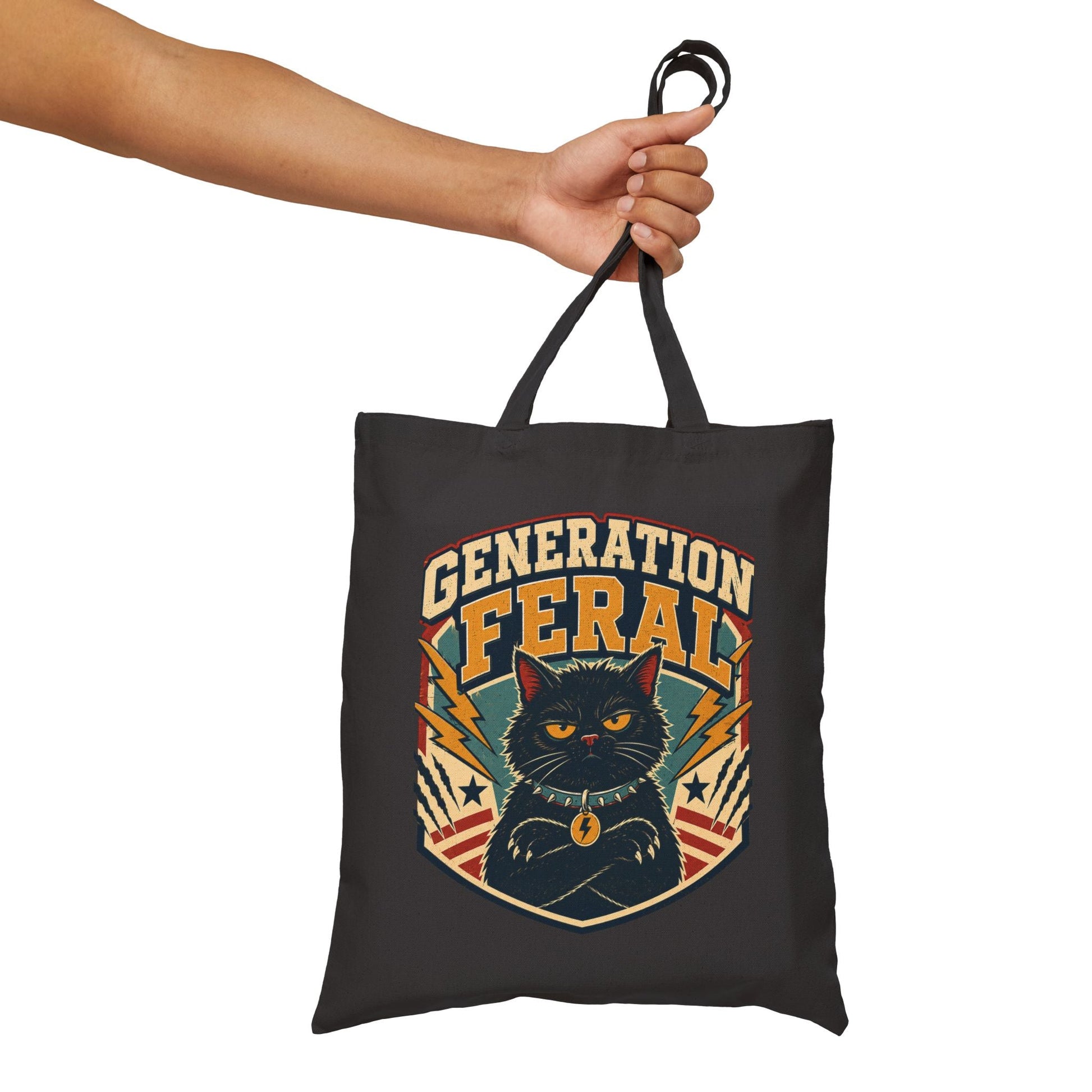 Tote Bag — "Generation Feral" Retro Cat Canvas Tote - FloofChonk