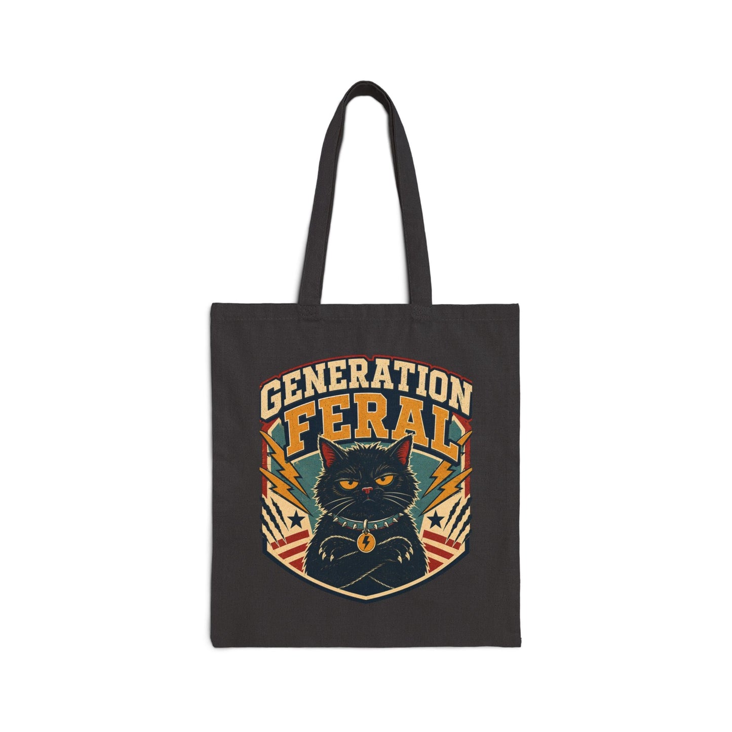 Tote Bag — "Generation Feral" Retro Cat Canvas Tote - FloofChonk