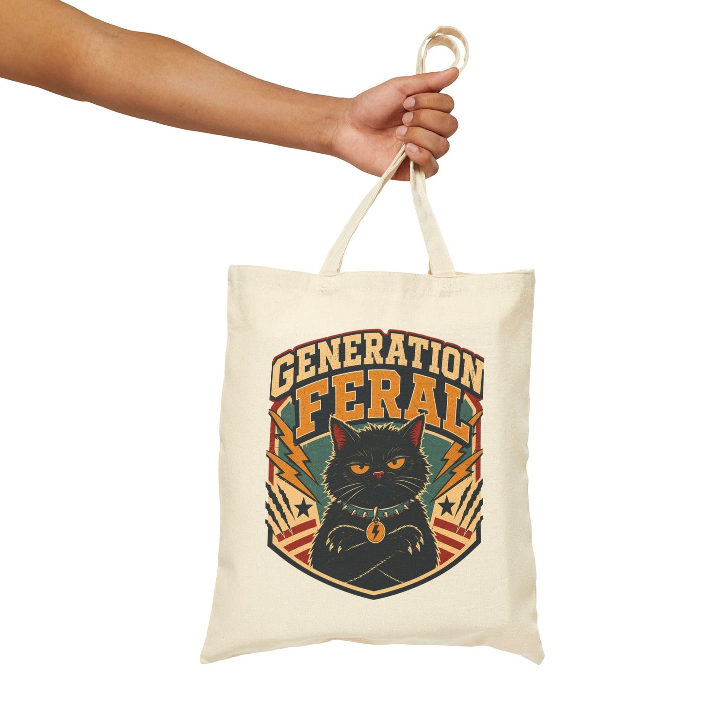 Tote Bag — "Generation Feral" Retro Cat Canvas Tote - FloofChonk