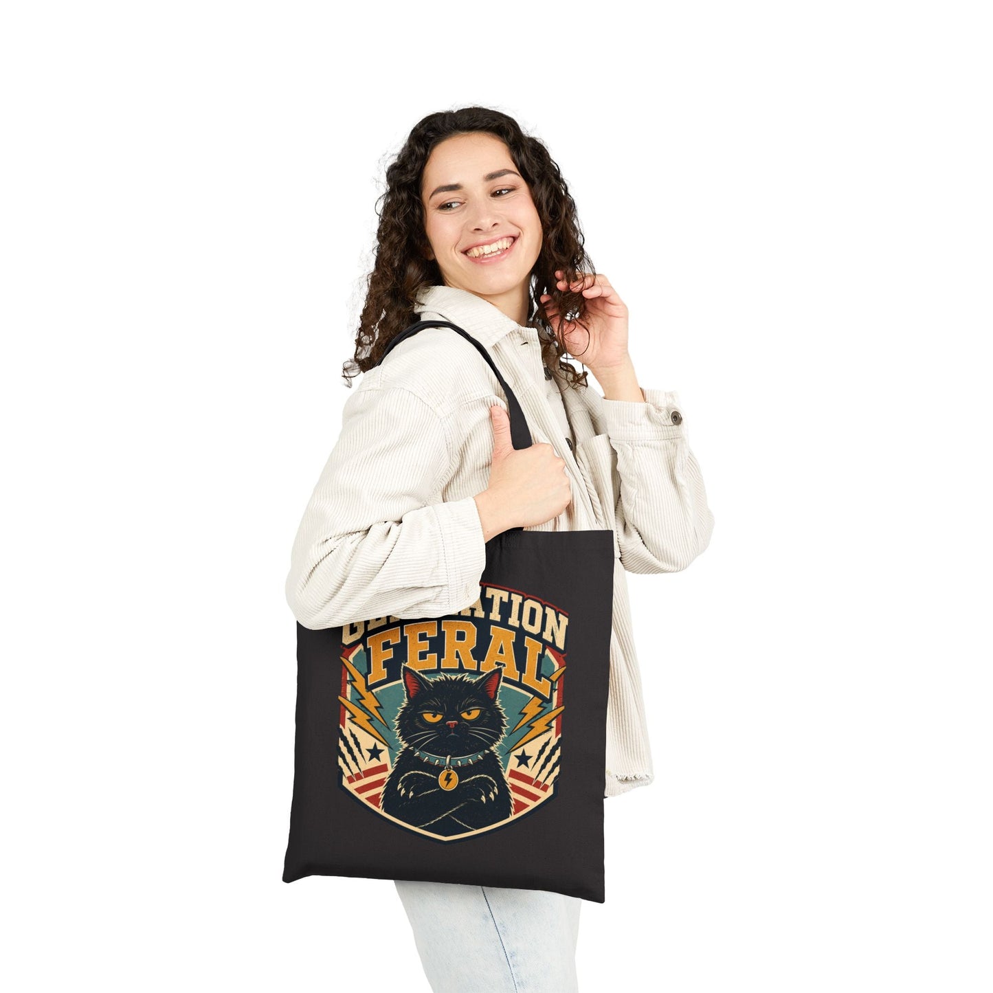 Tote Bag — "Generation Feral" Retro Cat Canvas Tote - FloofChonk
