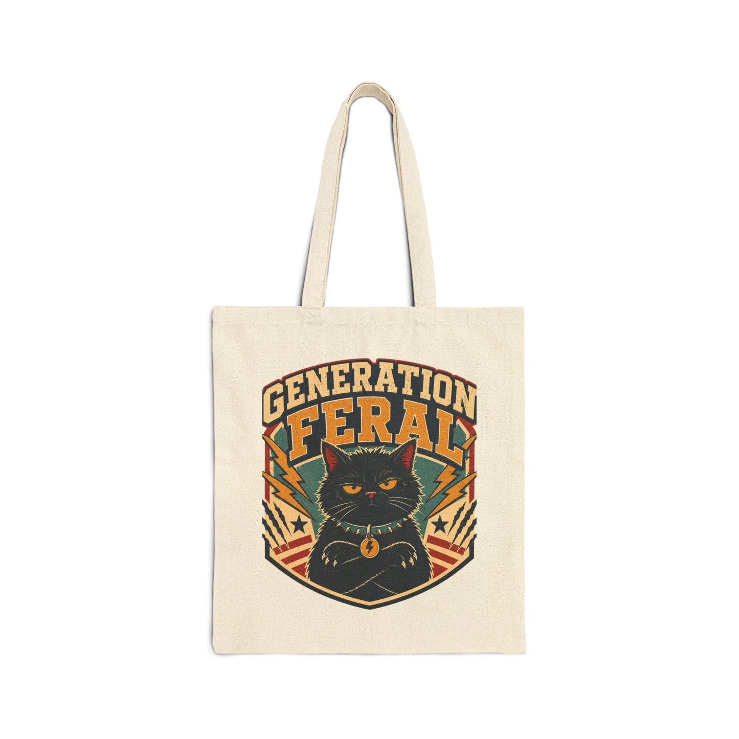 Tote Bag — "Generation Feral" Retro Cat Canvas Tote - FloofChonk