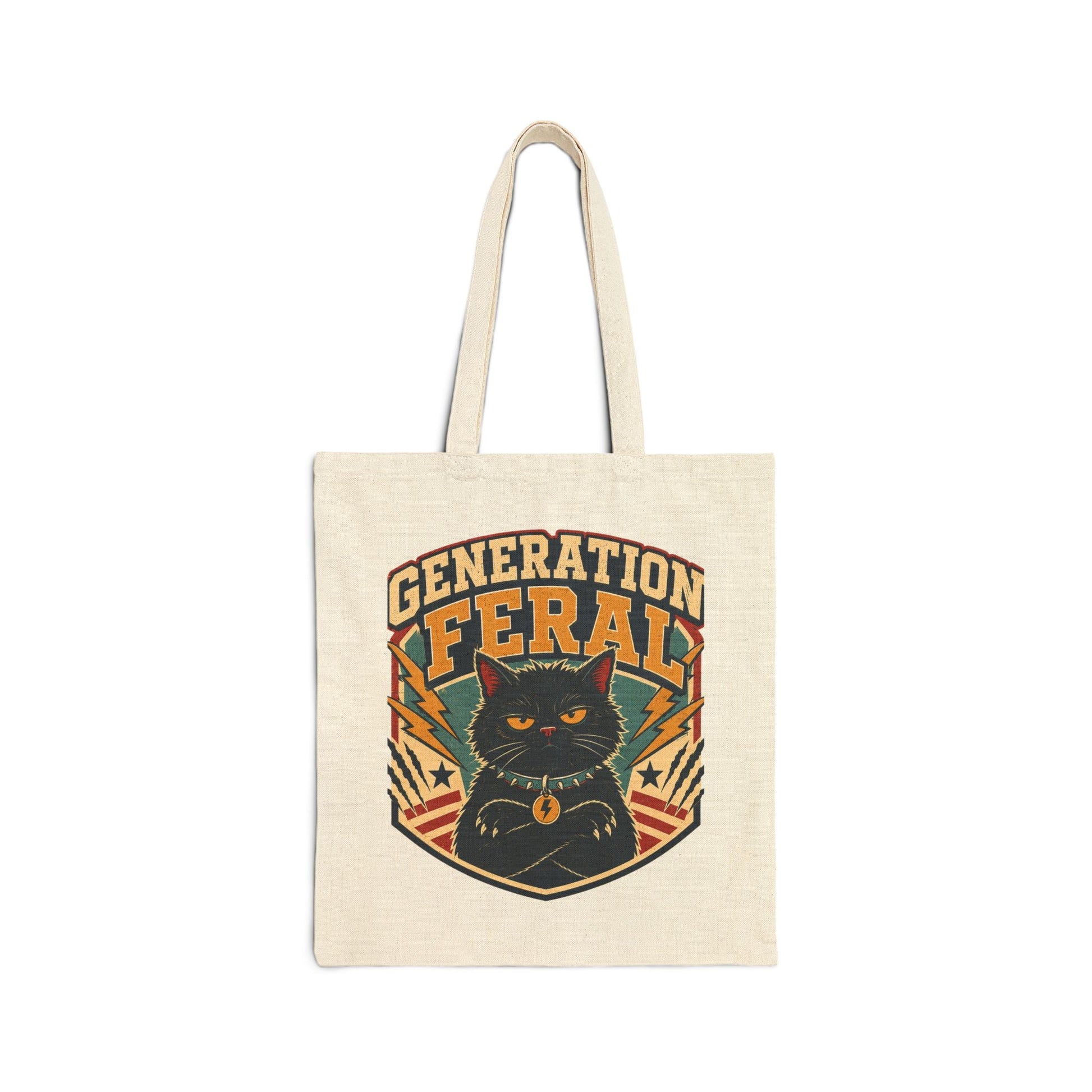 Tote Bag — "Generation Feral" Retro Cat Canvas Tote - FloofChonk
