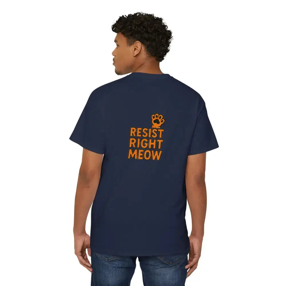 Unisex Heavy Cotton Pocket Tee with ’Resist Right Meow’ - T-Shirt