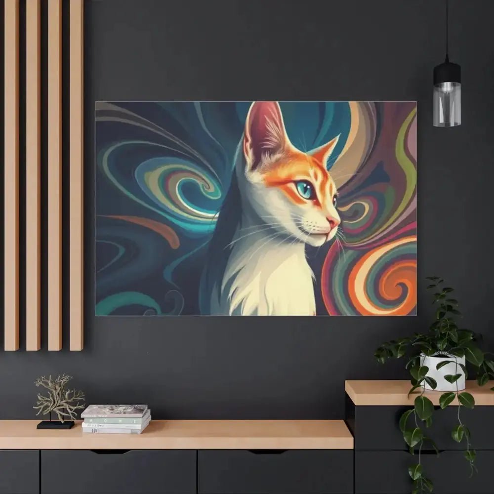 Vibrant Cat Canvas Art - Eye - catching Home Décor for Cat Lovers - FloofChonk