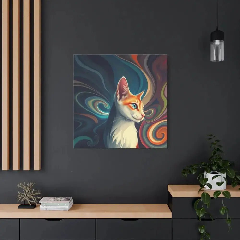 Vibrant Cat Canvas Art - Eye - catching Home Décor for Cat Lovers - FloofChonk