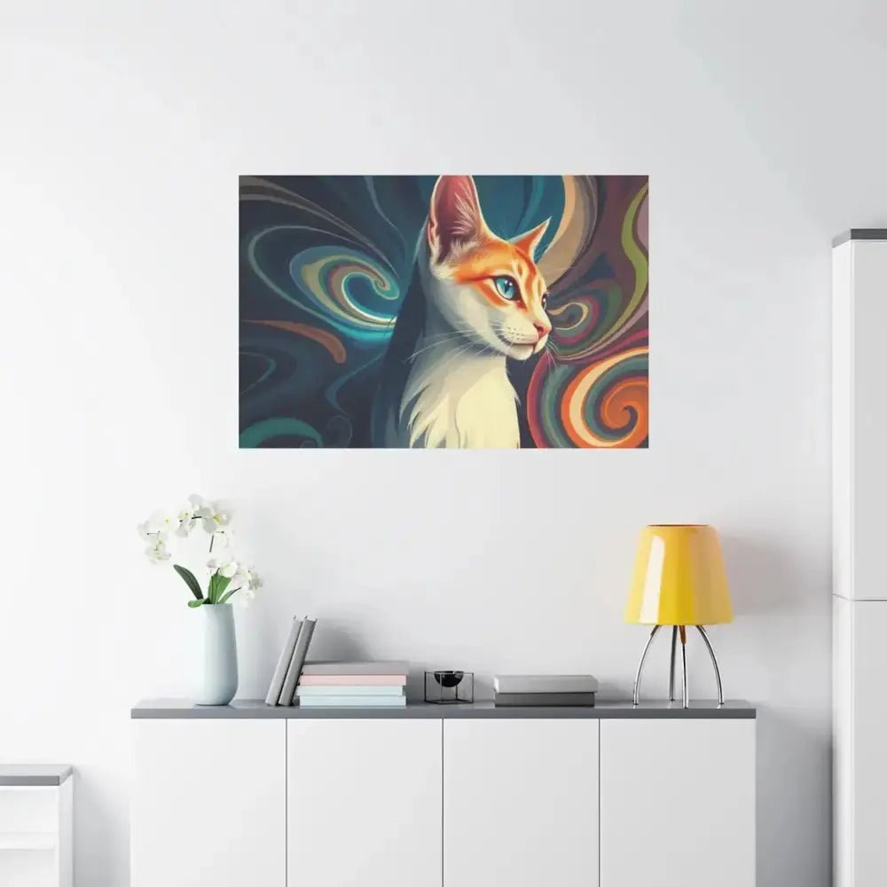 Vibrant Cat Canvas Art - Eye - catching Home Décor for Cat Lovers - FloofChonk