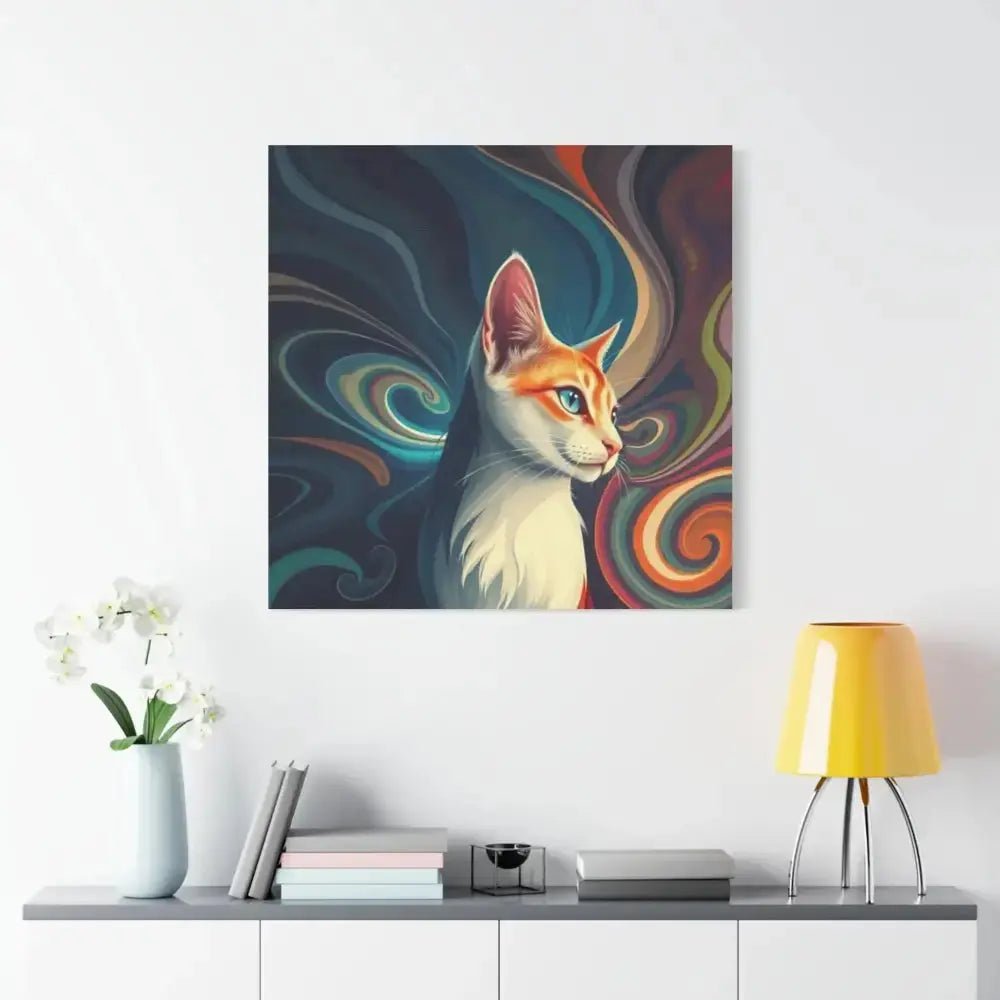 Vibrant Cat Canvas Art - Eye - catching Home Décor for Cat Lovers - FloofChonk