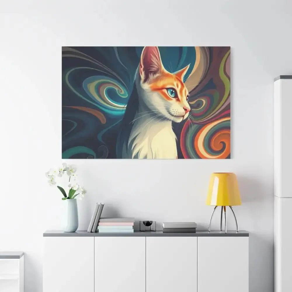 Vibrant Cat Canvas Art - Eye - catching Home Décor for Cat Lovers - FloofChonk