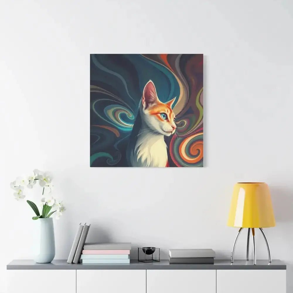 Vibrant Cat Canvas Art - Eye - catching Home Décor for Cat Lovers - FloofChonk