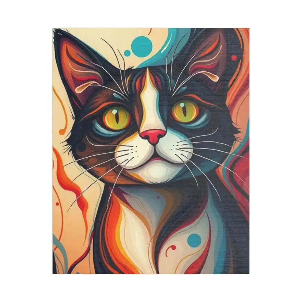Vibrant Cat Canvas Wall Art - Colorful Pet Portrait Decoration - FloofChonk