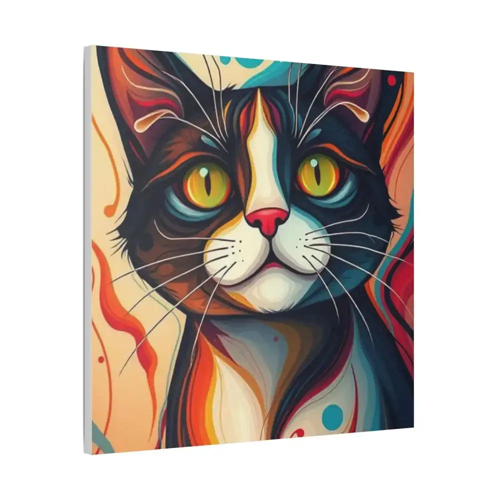 Vibrant Cat Canvas Wall Art - Colorful Pet Portrait Decoration - FloofChonk