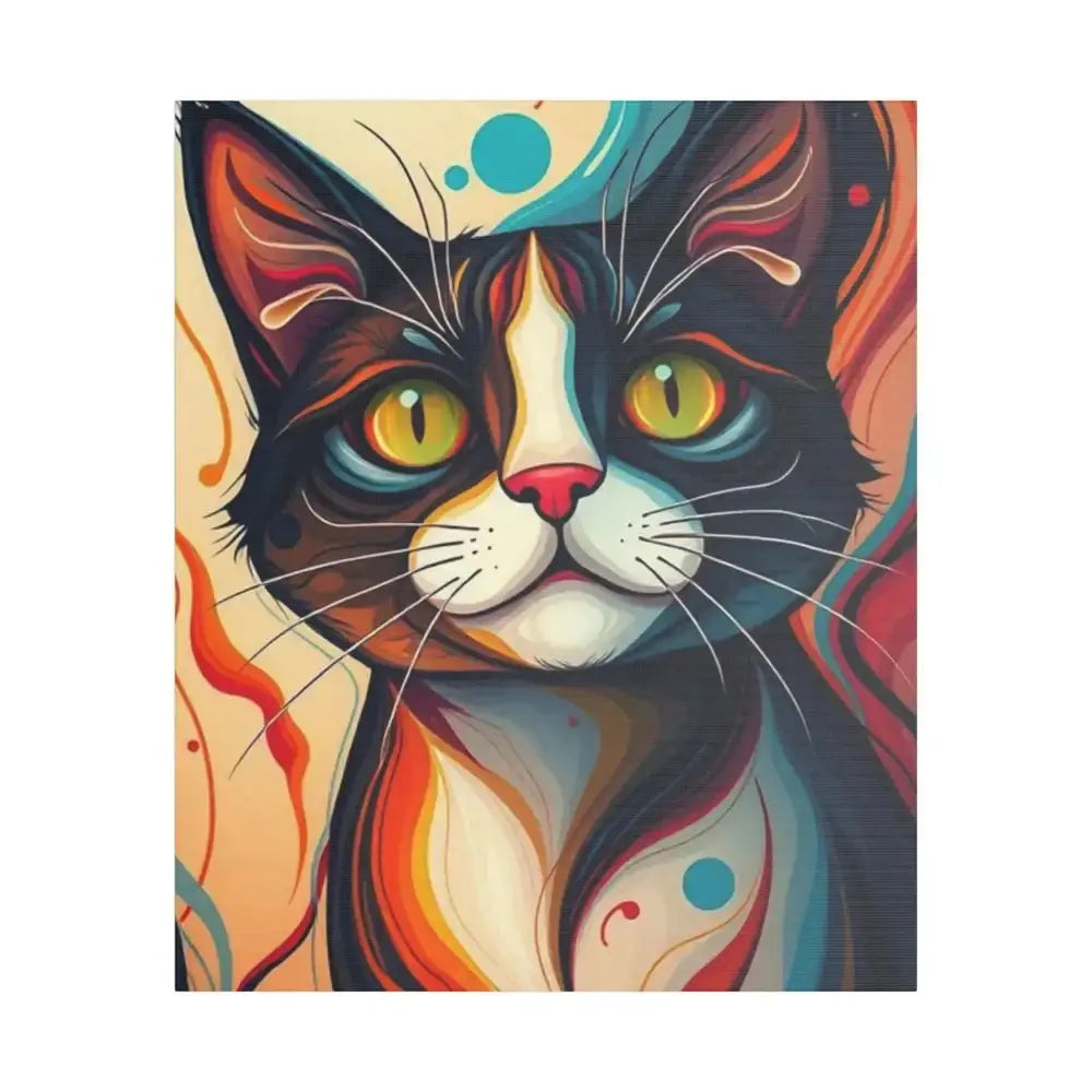 Vibrant Cat Canvas Wall Art - Colorful Pet Portrait Decoration - FloofChonk