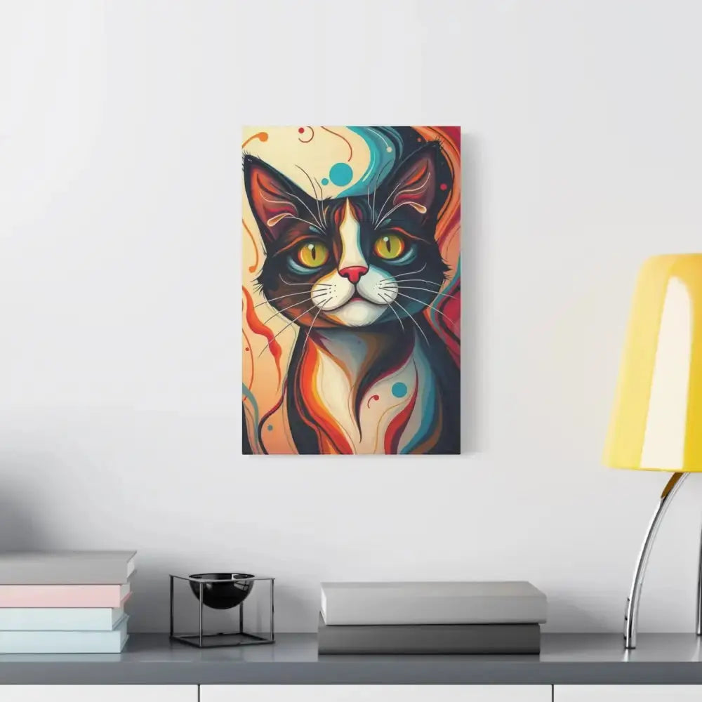 Vibrant Cat Canvas Wall Art - Colorful Pet Portrait Decoration - FloofChonk