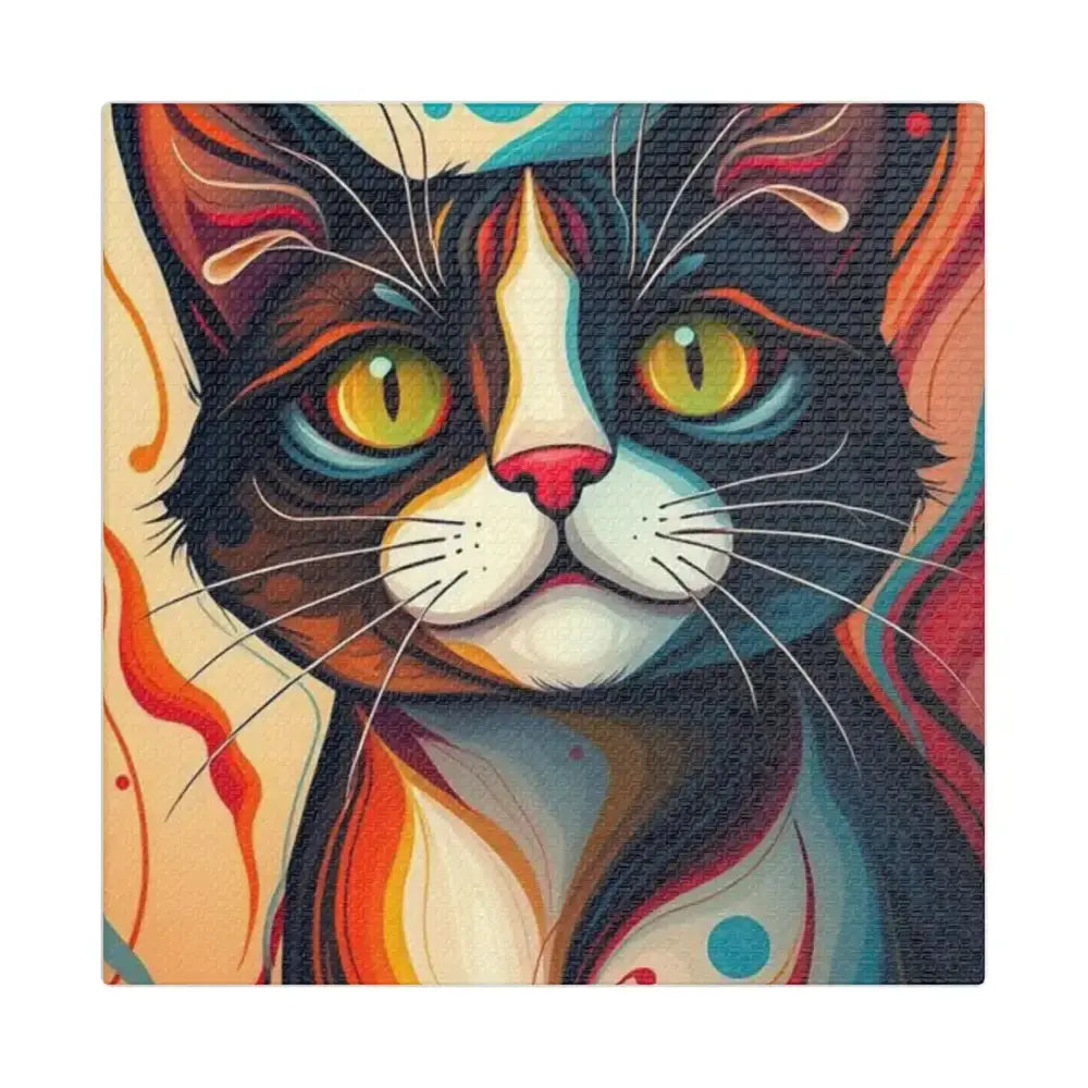 Vibrant Cat Canvas Wall Art - Colorful Pet Portrait Decoration - FloofChonk