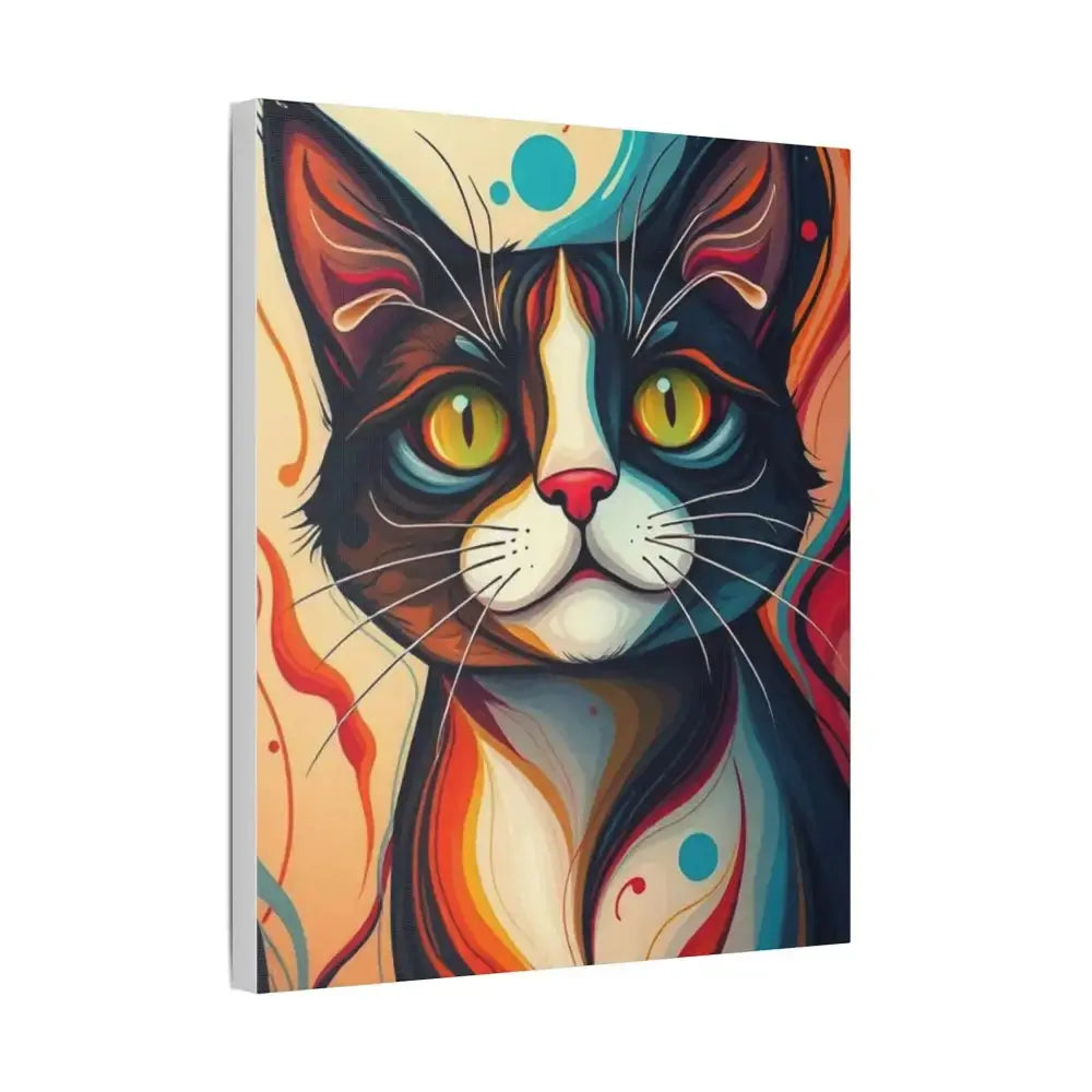 Vibrant Cat Canvas Wall Art - Colorful Pet Portrait Decoration - FloofChonk