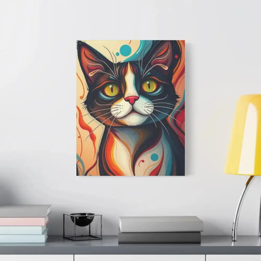 Vibrant Cat Canvas Wall Art - Colorful Pet Portrait Decoration - FloofChonk