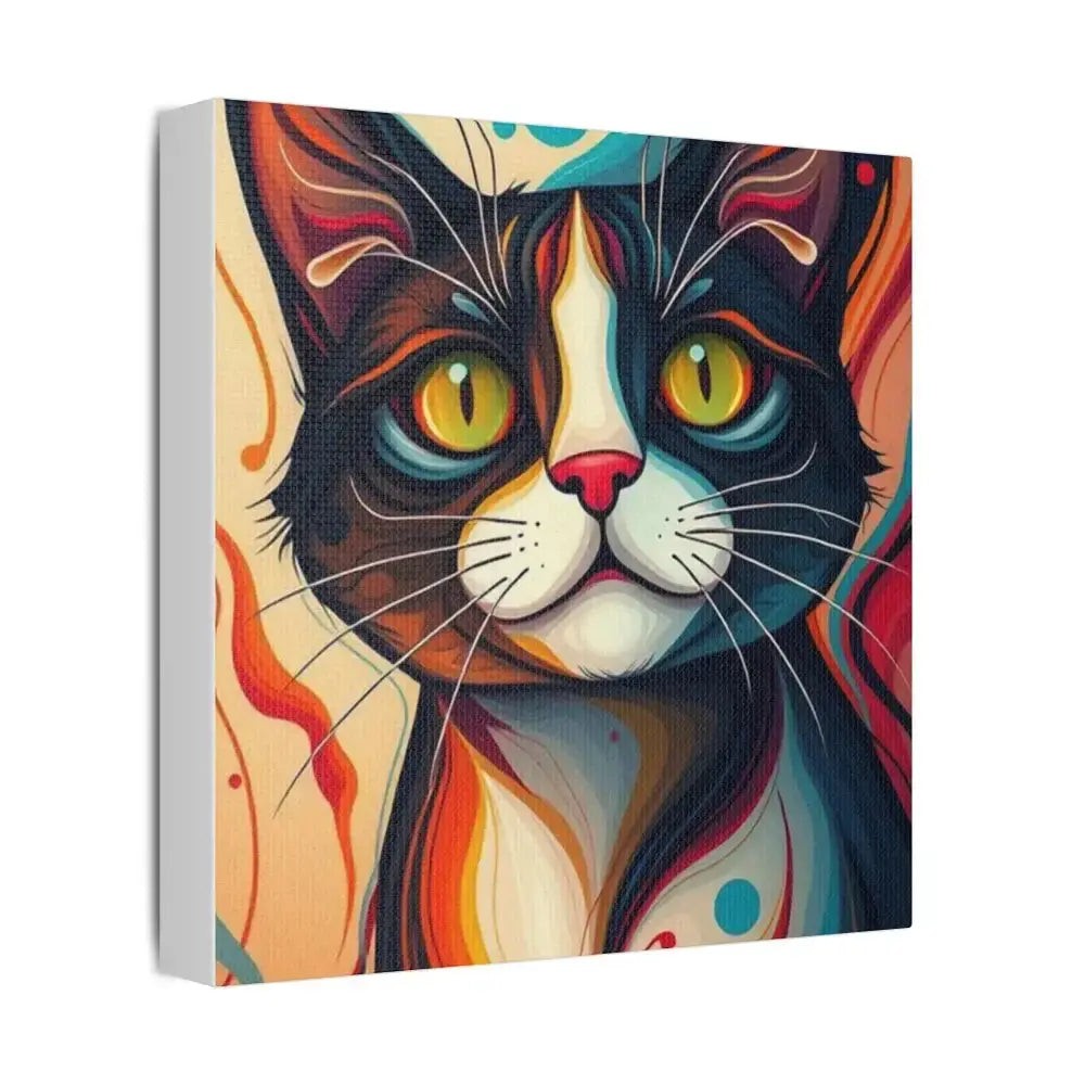 Vibrant Cat Canvas Wall Art - Colorful Pet Portrait Decoration - FloofChonk