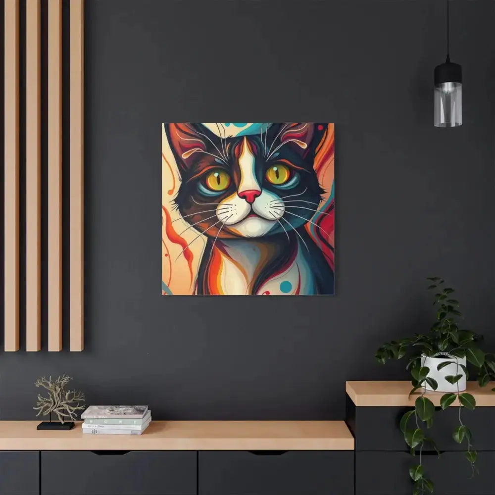 Vibrant Cat Canvas Wall Art - Colorful Pet Portrait Decoration - FloofChonk