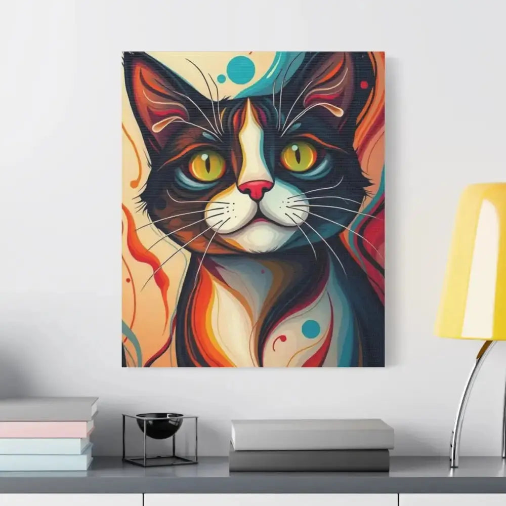Vibrant Cat Canvas Wall Art - Colorful Pet Portrait Decoration - FloofChonk