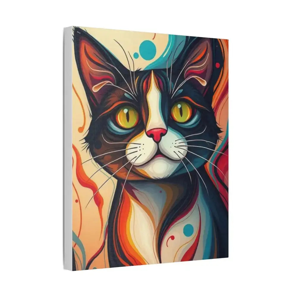 Vibrant Cat Canvas Wall Art - Colorful Pet Portrait Decoration - FloofChonk