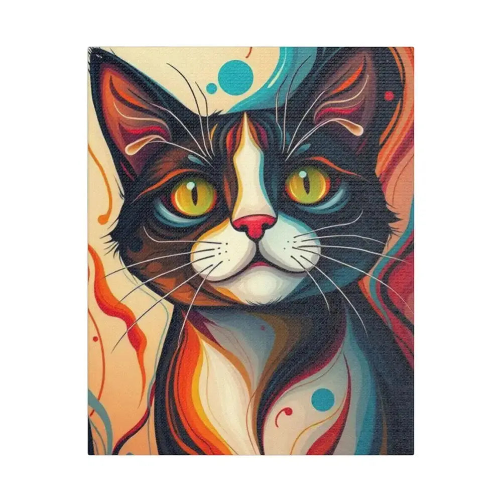 Vibrant Cat Canvas Wall Art - Colorful Pet Portrait Decoration - FloofChonk