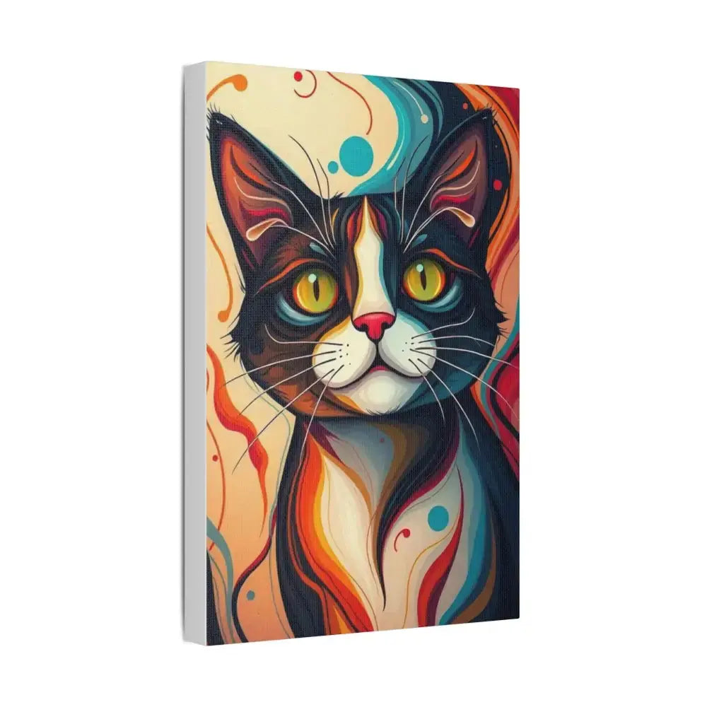 Vibrant Cat Canvas Wall Art - Colorful Pet Portrait Decoration - FloofChonk