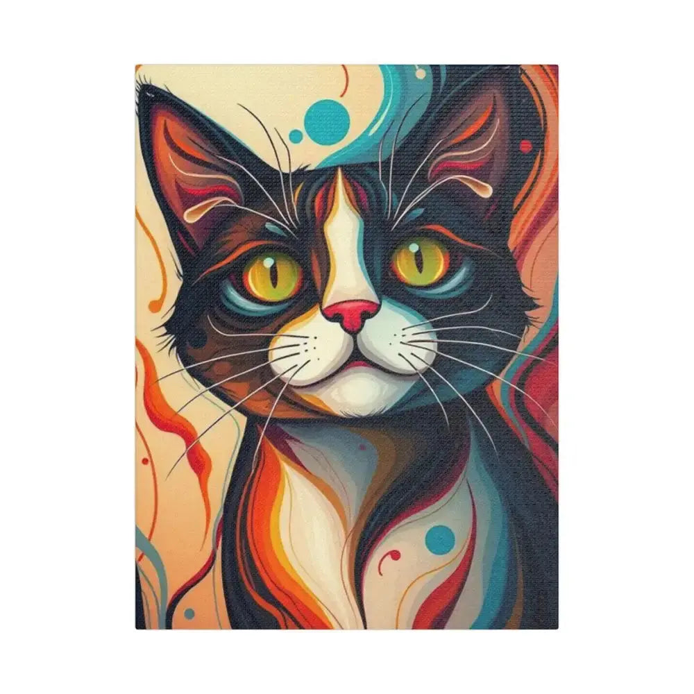 Vibrant Cat Canvas Wall Art - Colorful Pet Portrait Decoration - FloofChonk