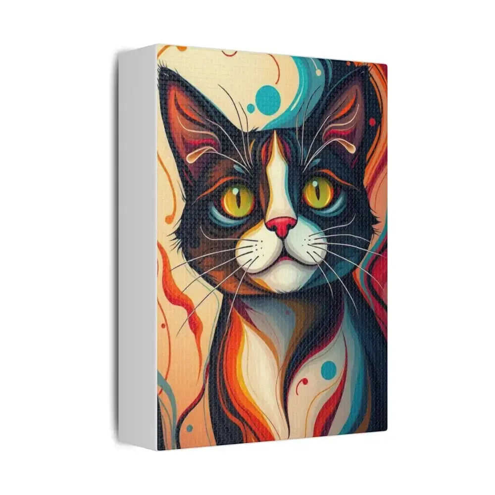 Vibrant Cat Canvas Wall Art - Colorful Pet Portrait Decoration - FloofChonk
