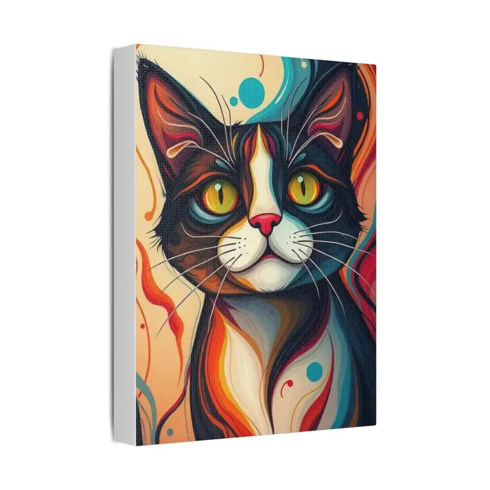 Vibrant Cat Canvas Wall Art - Colorful Pet Portrait Decoration - FloofChonk