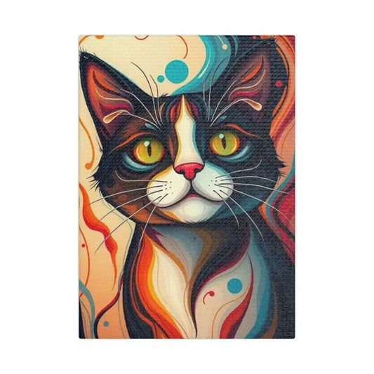 Vibrant Cat Canvas Wall Art - Colorful Pet Portrait Decoration - FloofChonk