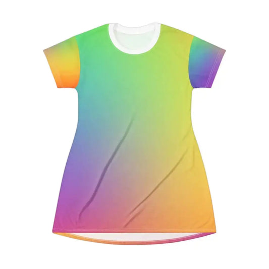 Vibrant Rainbow T-Shirt Dress – Perfect for Summer Days, Festivals & Casual Outfits - FloofChonk