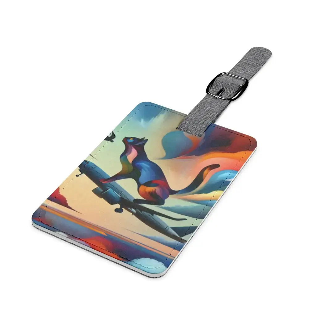 Vibrant Travel Luggage Tag - Colorful Cat Design - FloofChonk