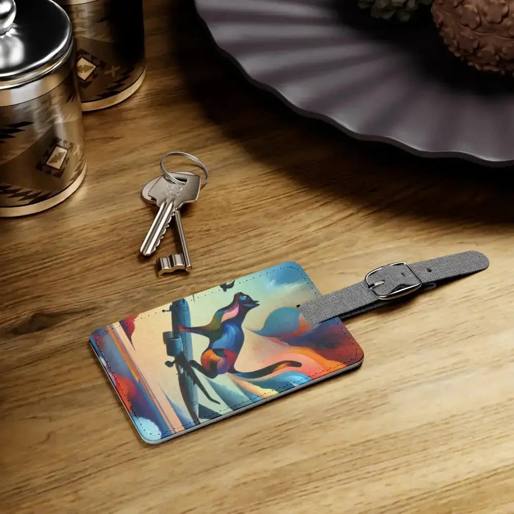 Vibrant Travel Luggage Tag - Colorful Cat Design - FloofChonk