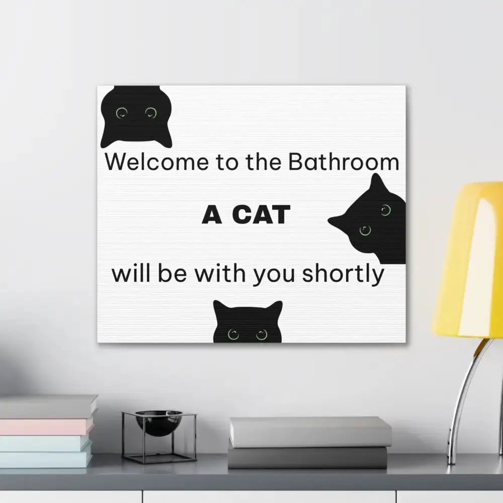 Welcome to the Bathroom Funny Cat Canvas - FloofChonk