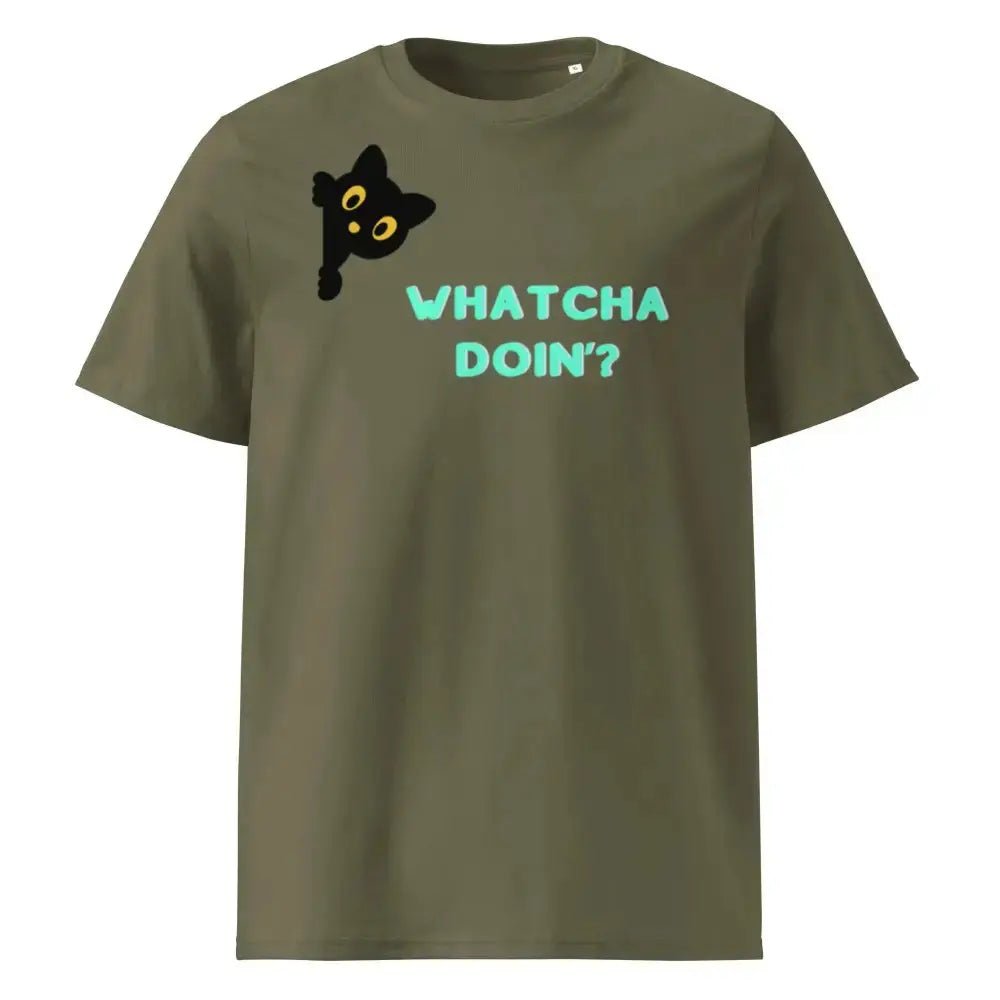 Whatcha Doin' Unisex organic ribbed neck t-shirt - FloofChonk