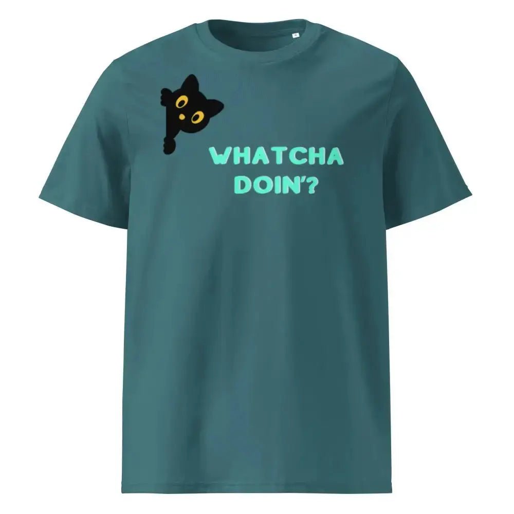 Whatcha Doin' Unisex organic ribbed neck t-shirt - FloofChonk