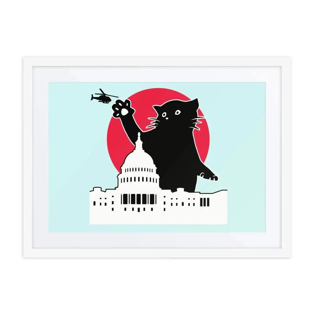 Whitehouse Cat Framed Poster - FloofChonk