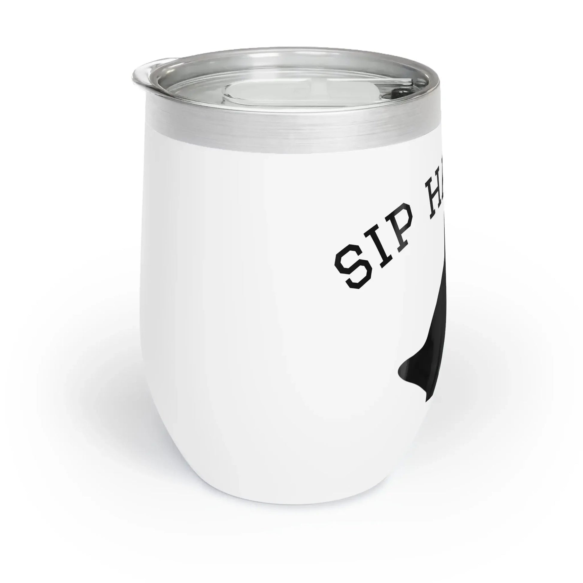 Wine Tumbler, Chic Funny Black Cat Design - FloofChonk