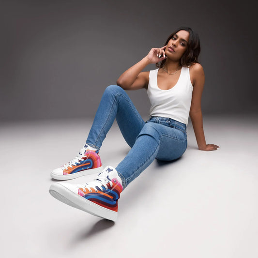 Women’s High Top Canvas Shoes - Unique Personalized Design - FloofChonk