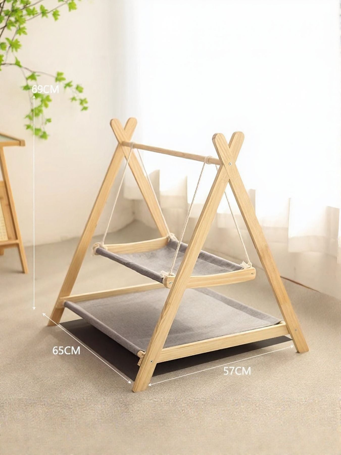 Wooden Triangle Cat Hammock - FloofChonk