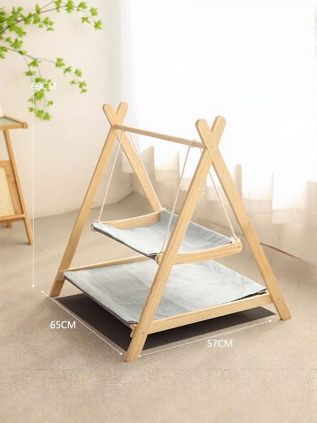 Wooden Triangle Cat Hammock - FloofChonk