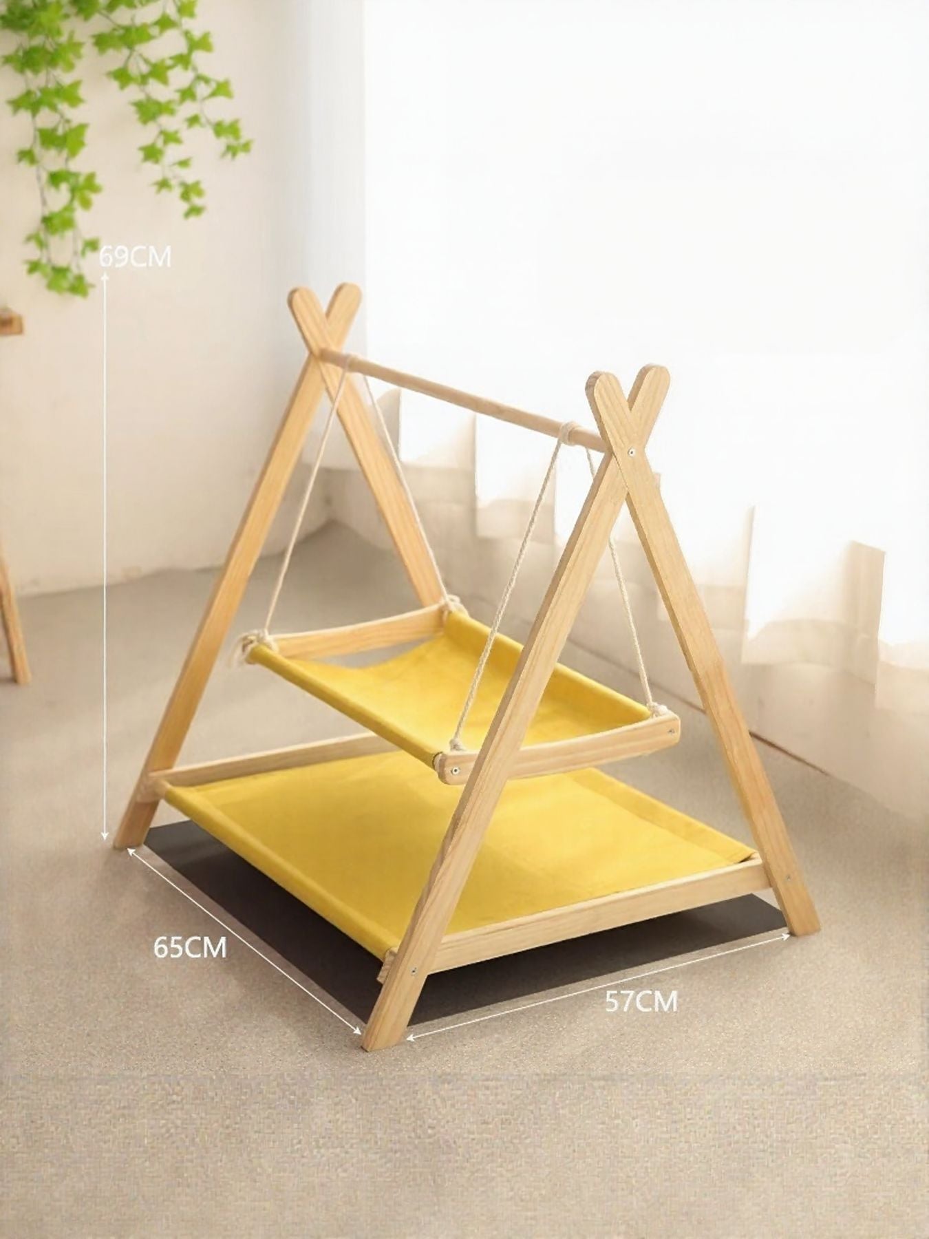 Wooden Triangle Cat Hammock - FloofChonk