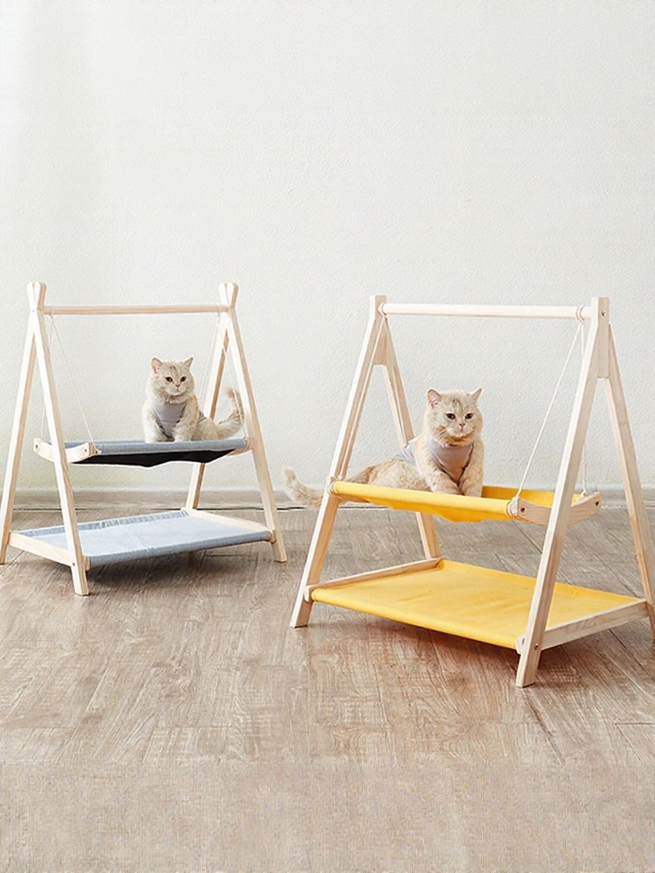 Wooden Triangle Cat Hammock - FloofChonk