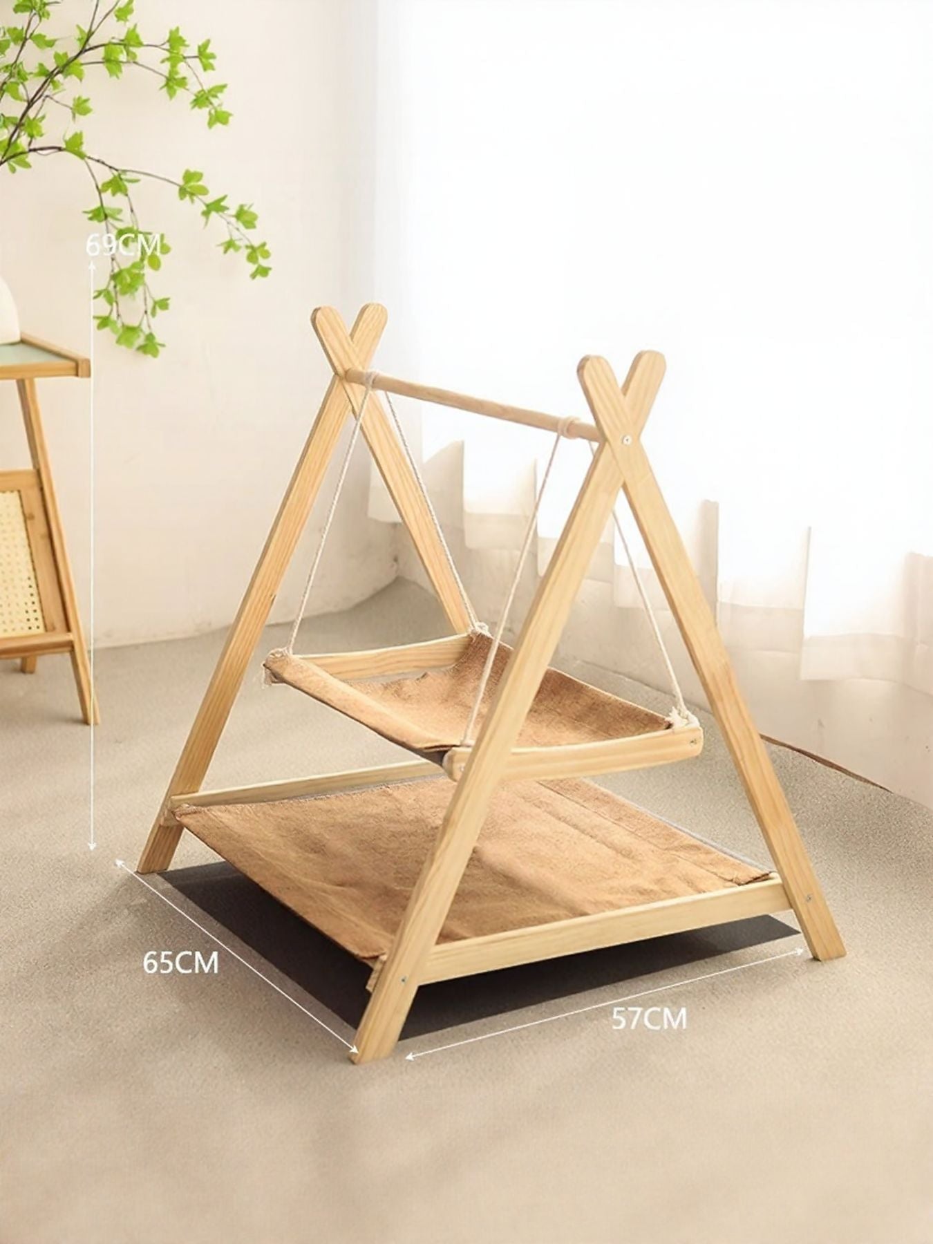 Wooden Triangle Cat Hammock - FloofChonk