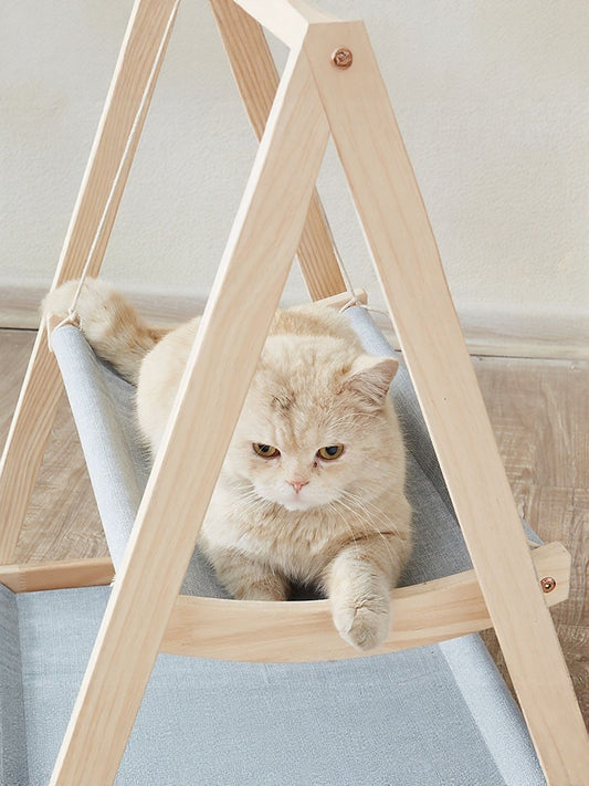 Wooden Triangle Cat Hammock - FloofChonk