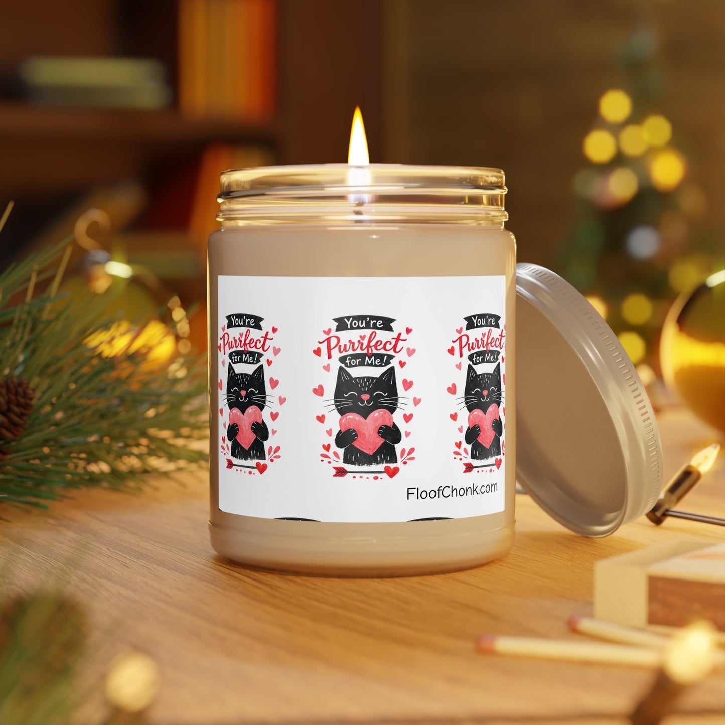 You're Purrfect For Me Soy Candle — 9oz Scented Jar (White Lid) - FloofChonk